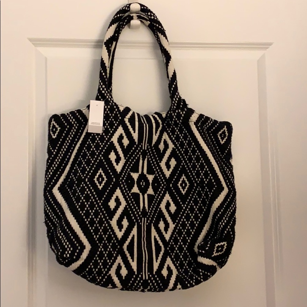 Loft navy embroidered bag